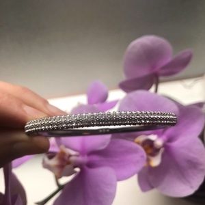 Swarovski Stone bangle White, Rhodium plated